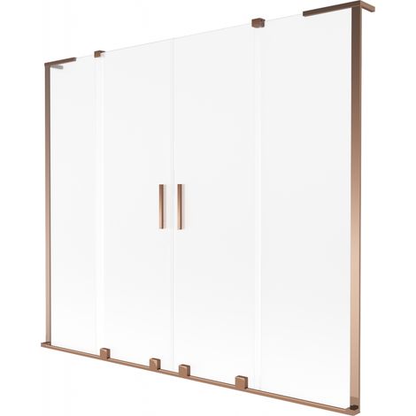 Mexen Velar L Duo Badewannen-Faltwand 2-flügelig verschiebbar 180 x 150 cm, satiniert, Roségold - 896-180-003-32-60