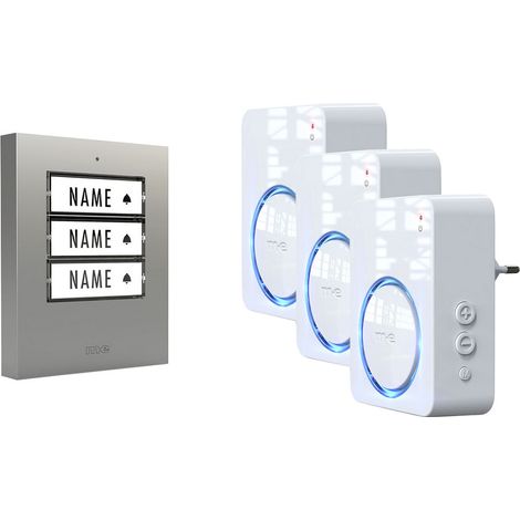 m-e modern-electronics 100168 Funkklingel Komplett-Set beleuchtet, klangaktiv, mit Bewegungsmelder,