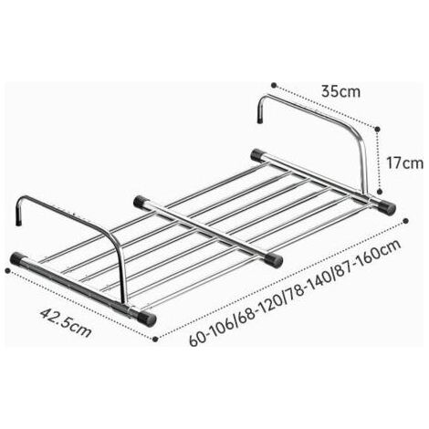 Etendoir à suspendre, Ohjijinn Etendoir À Linge Pliable Séchoirs, À Linge en Acier Inoxydable Télescopique, 60-106cm De Longueur Séchoir Suspendu Séchoir À Linge Balcon pour Intérieur Et Extérieur (1/4)