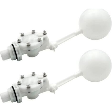 Set of 2 float valves with adjustable arm, robust 3/4" float valve for water tanks, high flow rate, set of 2