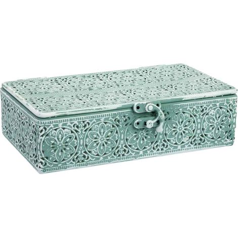 Caja de metal verde 20.5x12.5x6h cm