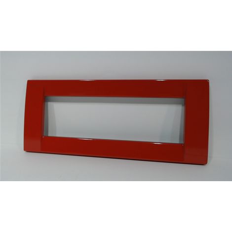 VIMAR - PLACCA CLASSICA IDEA 6 MODULI IN METALLO COLORE ROSSO 16736.04