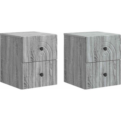Maison Exclusive - Mobiletto da notte a muro 2 pz Grigio Sonoma 33 x 34,5 x 40 cm (1/5)