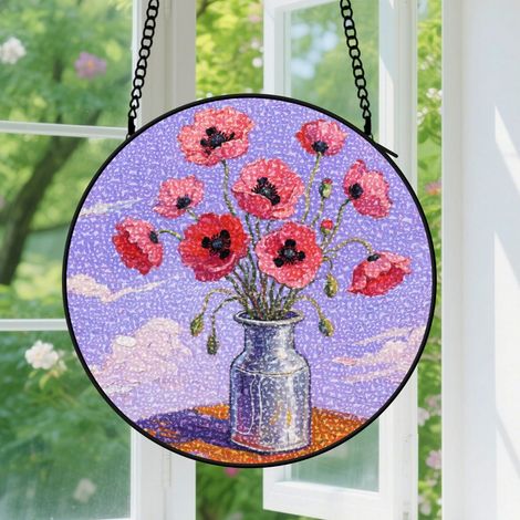 16cm Suspension vitrail pour fenêtre, accroche-soleil, décoration suspendue, accroche-soleil floral, cadeau pour amateurs de fleurs, anniversaire pour amoureux, amis, famille et professeur (1/5)