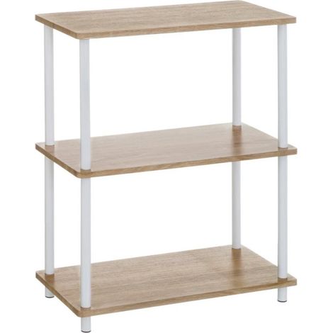 Étagère 3 plateaux en bois et métal blanc - 60x30x80cm (1/3)