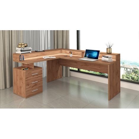 Bureau d'angle avec réhausse chêne wotan Sevina (1/5)