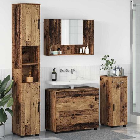 vidaXL Juego de muebles de baño con cajón 4 pcs Madera Vieja (1/5)