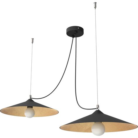 LUMICOM  COLOMBO Sospensione, 2XE27, max 42W, metallo, nero opaco/foglia oro, D.40cm (1/3)