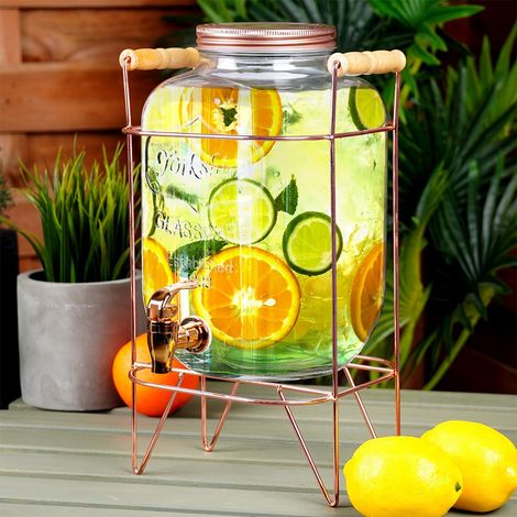 Distributeur de boissons en verre de grande capacité (5,5 L) avec robinet et support