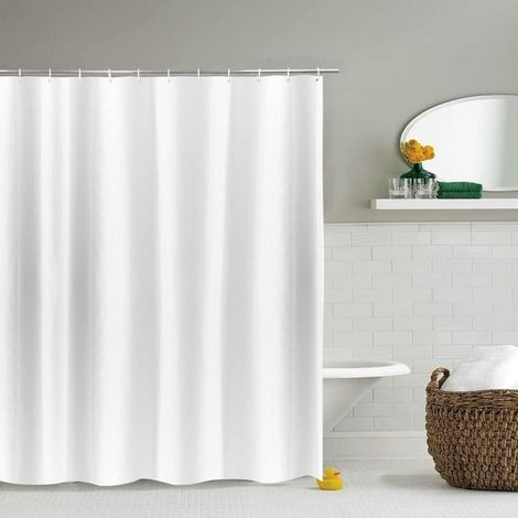 RIDEAU DE DOUCHE EXTRA LONGUEUR hauteur blanc pour la salle de bain,rideau de salle de bain large en polyester anti-moisissure,imperméable pour la baignoire,largeur 200 x hauteur 200cm (1/5)
