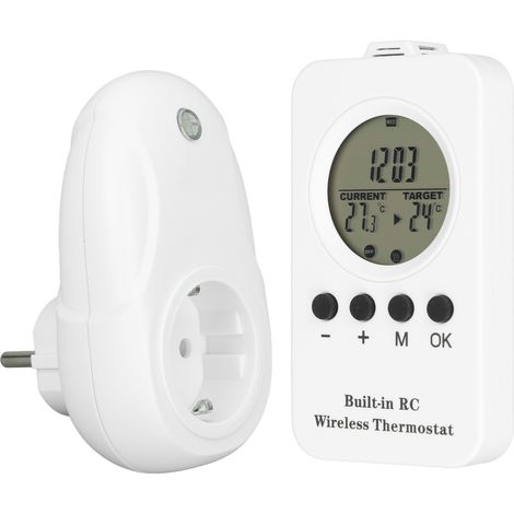 Thermostat sans fil à brancher, télécommande LCD, affichage numérique, régulateur de température avec sonde de température, prise UE 220 V (1/5)
