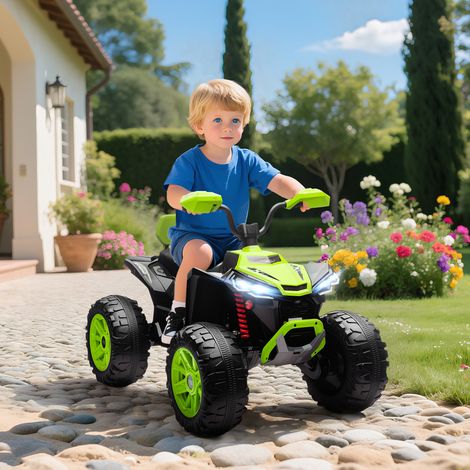 Quad Eléctrico para Niños de 3-8 Años 24V con 2 Motores Velocidad hasta 6,5 km/h Ruedas con Suspensión Verde (1/5)