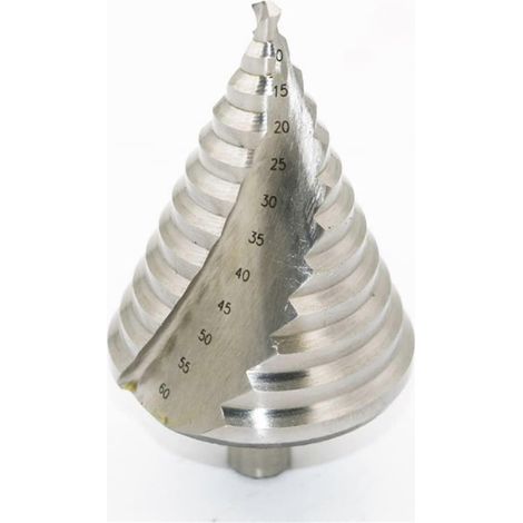 Stufenförmige Spiralnutbohrer aus Schnellarbeitsstahl von 6 bis 60 mm, geeignet zum Bohren von Löchern in Metallen und Stahl, hohe Präzision, langlebige Ausführung. (1/4)