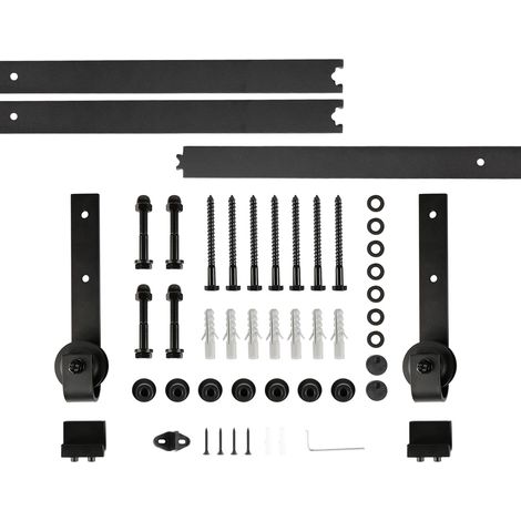 244CM Binario per Porta Scorrevole Kit Scorrevole Porta Acciaio Scivolante Barn Hardware Door Kit neroBeschlagset Schwarz