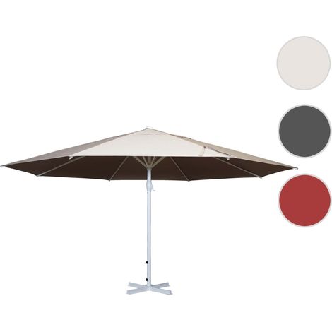 Parasol Meran II, gastronomie, parasol pour marché, Ø 5m polyester,poteau alu,blanc 28 kg - rouge avec support (1/5)