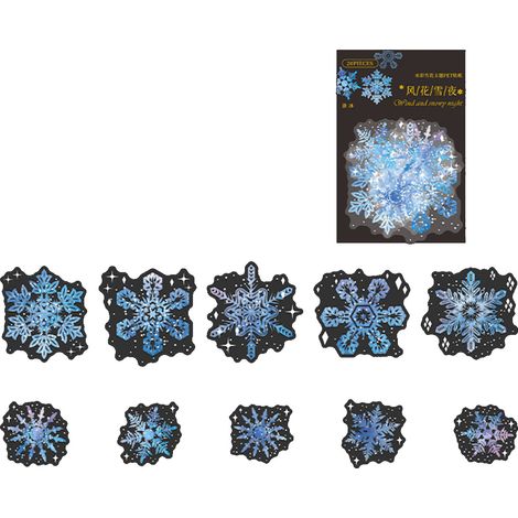 Lot de 20 étiquettes flocon de neige autocollantes PET pour scrapbooking, carnets, albums photos - Type 2 (1/5)