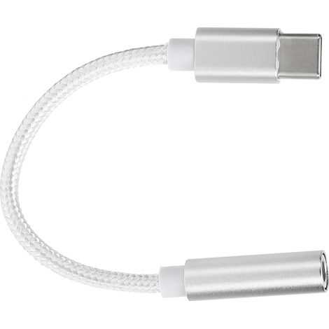 USB-C-auf-3,5-mm-Audioadapter mit geflochtenem Kopfhörerkabel – kompatibel mit Letv und Xiaomi (Weiß) (1/5)