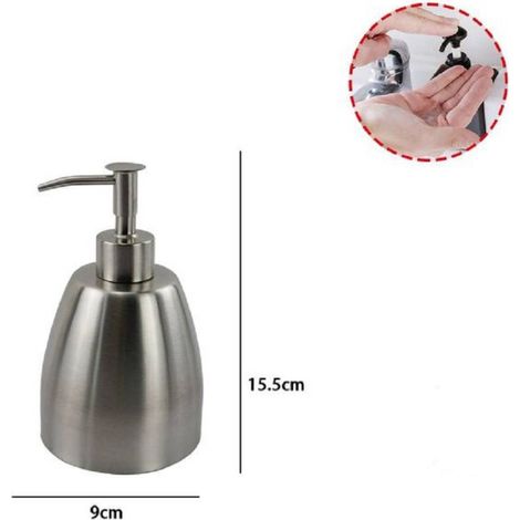 Trade Shop - Dispensador De Jabon De Metal Satinado Elegante Porta Líquidos 69457 -