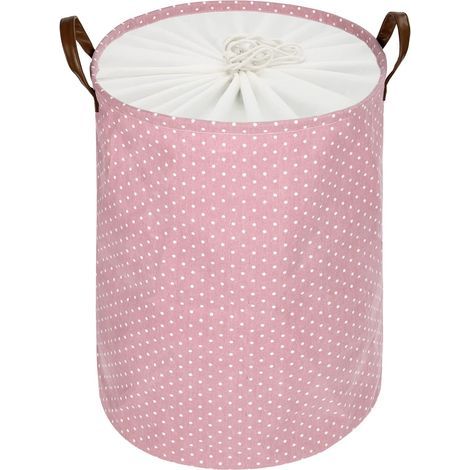 cesta de almacenamiento plegable de algodón y PE con cordón ajustable, de gran capacidad para juguetes, ropa y material de oficina. (1/5)