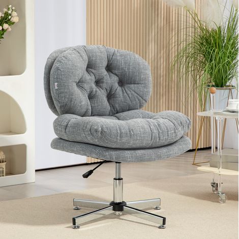Sedia da ufficio in poliestere grigio 65 x 65 x 84-94 cm, seduta imbottita 18,5 cm, funzione dondolo, altezza regolabile (1/5)