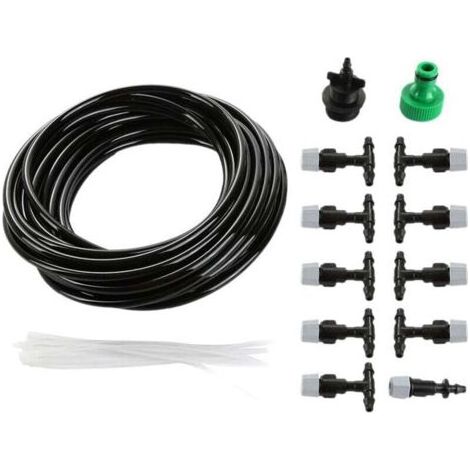 PA Wassernebel-Kühlsystem, Gartenschlauchdüsen-Sprinkler-Mikrobewässerungsset, 10 m Mikro-Tropfbewässerungsset für den Außenbereich (1/4)