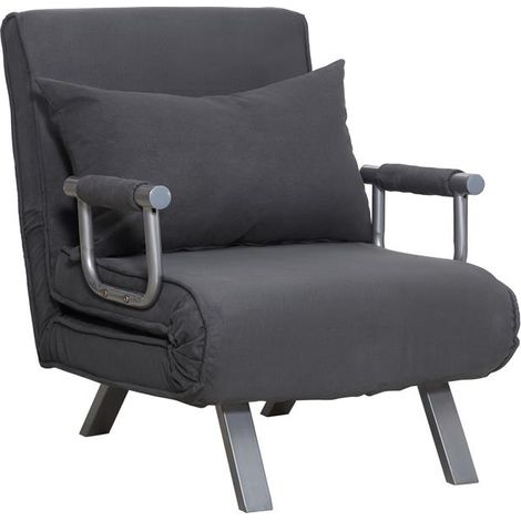 POLTRONA LETTO TRASFORMABILE CON RIVESTIMENTO IN MICROFIBRA GRIGIO SCURO
