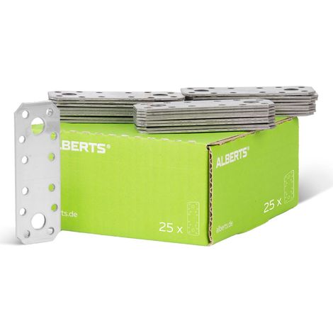 Alberts 851774 Platine d'assemblage, acier inoxydable, 96 x 35 mm, Set de 25 pièces