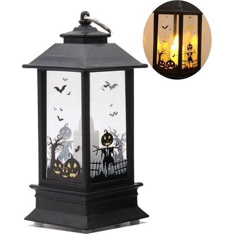 Halloween dekorative Lampe LED-Birne Flammenlaterne hängen für Halloween Home Tischdekoration - Kürbis (1/3)