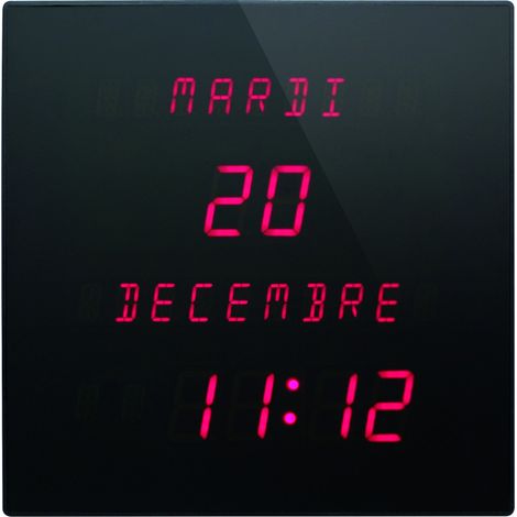 Horloge Calendrier Murale à Led Rouges