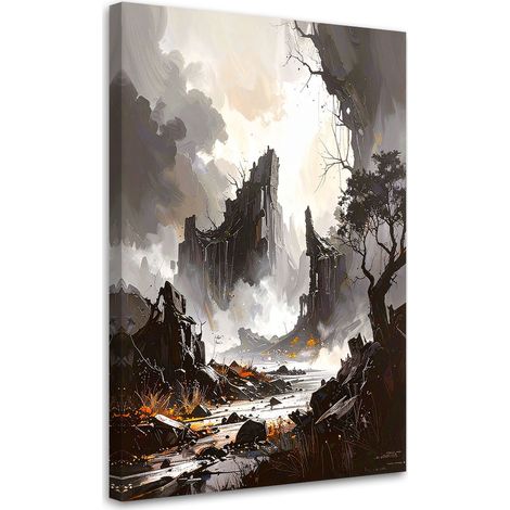 Cuadro en Lienzo Ruinas edificios escombros blanco y negro 20x30 (1/5)
