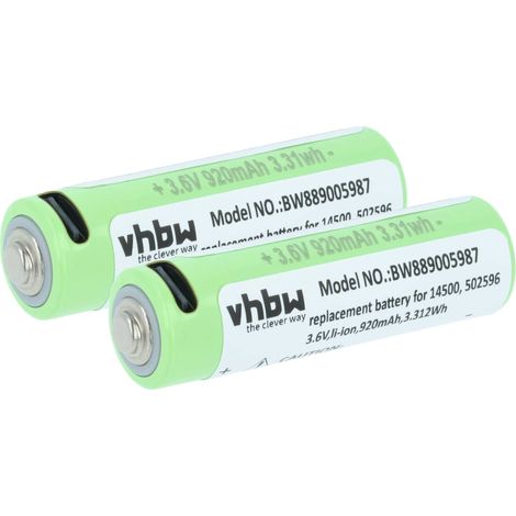 vhbw 2x batería compatible con Ledlenser MH5, ML4, MH3, C5R, MH4, iH5R, E20R, iH5 linterna. linterna frontal (0,92 Ah, 3,6 V, Li-Ion)
