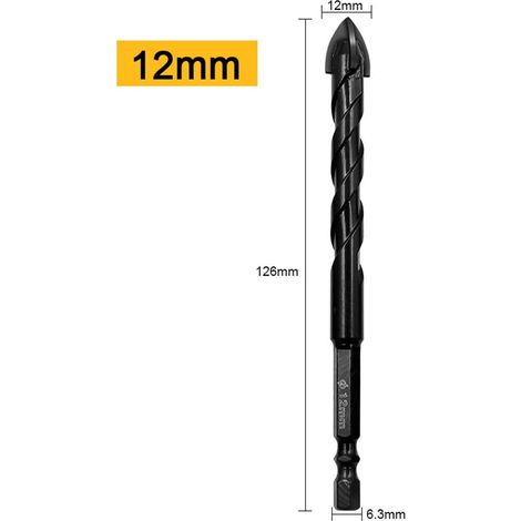 Foret Triangle Multifonction - Carbure De Tungstène - Pour Verre Céramique Grès Cuit - Diamètres 6 8 10 12 mm - Lot de 1 ou 4 Pièces (1/4)
