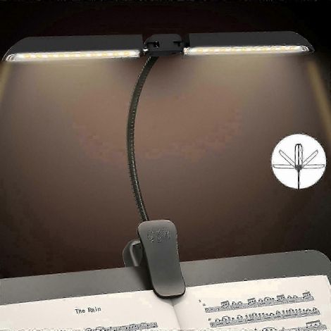 Lampe de pupitre LED rechargeable à 64 ampoules - Lampe de piano pliable et portable, 5 niveaux de luminosité, 3 températures de couleur pour pianos à queue et livres (1/4)