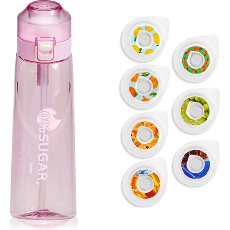 Gourde de Sport 650ml Tritan - 7 Saveurs Fruitées Naturelles Rose Transparent (1/5)