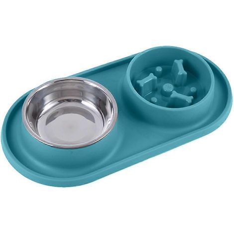 Gamelle pour chien avec tapis en silicone antidérapant et anti-déversement, large ouverture, distributeur d'eau et de nourriture pour animaux - Vert (1/5)