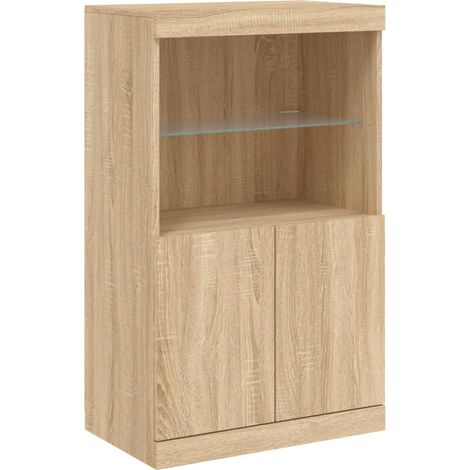 Credenza buffet cassettiera mobile contenitore organizer cucina soggiorno soggiorno con luci a LED Sonoma 60,5 x 37 x 100 cm marrone 020029963