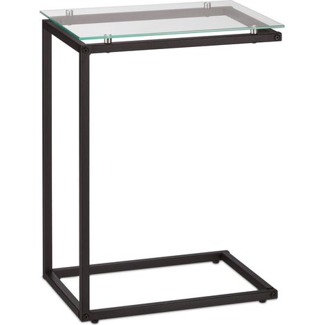 Tavolino alto a forma di U 90 x 40 x 50 cm pratico design Bauhaus soggiorno in metallo nero 130009067
