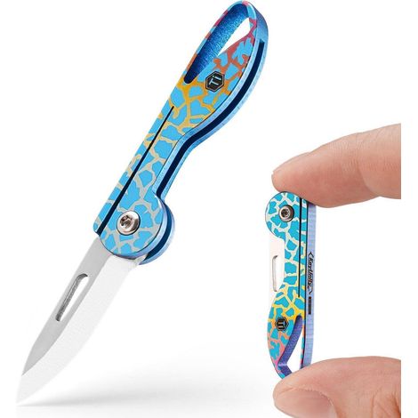 Mini Klappmesser Titan mit Schlüsselanhänger, leichtes EDC Taschenmesser für Camping