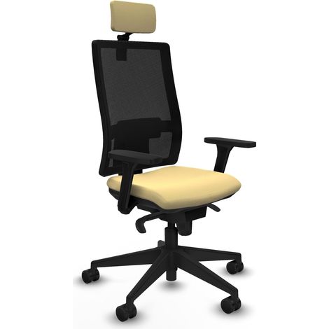 Sedia da ufficio piqueras y crespo Horna rete nera pelle crema