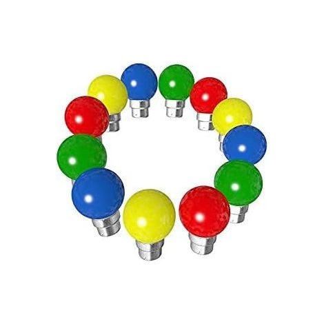 Lot de 12 ampoules Led B22 1W Guirlande Incassable (3x Rouge, 3xJaune, 3xVerte, 3xBleu) (1/5)