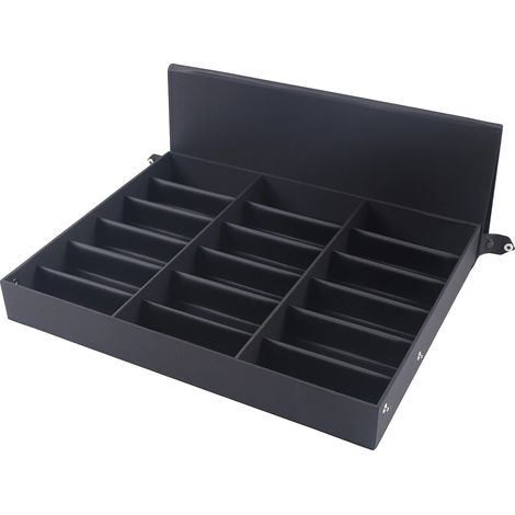 Caja para guardar gafas, material MDF, 18 compartimentos, tamaño del producto 47,537,55,5 cm, tamaño del compartimento 14,55,55 cm, no requiere montaje. (1/5)