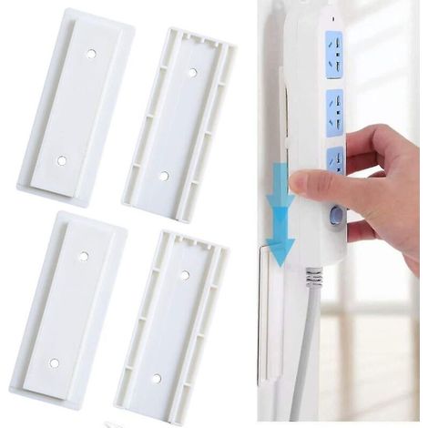 4 paires de fixations murales adhésives pour multiprise, support mural de bureau pour multiprise, support de montage ultra-simple pour multiprise et routeur Wi-Fi. (1/5)