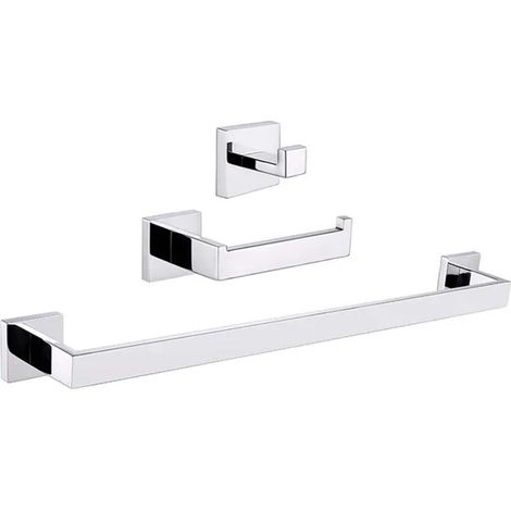 Juego de accesorios de acero inoxidable 304, venta directa de fábrica: toallero cuadrado negro, accesorios de baño, portarrollos de papel higiénico de acero inoxidable. (1/5)