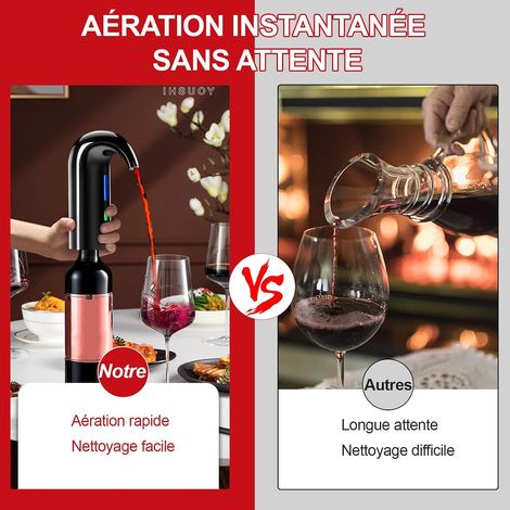Aérateur de vin électrique, carafe à vin électrique, distributeur de vin automatique à un bouton, oxygénation rapide du vin rouge (noir) (1/5)