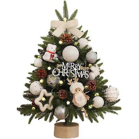 Mini sapin de Noël lumineux de 45 cm, sapin artificiel de table, fonctionne à piles, petit formatblanc (1/5)