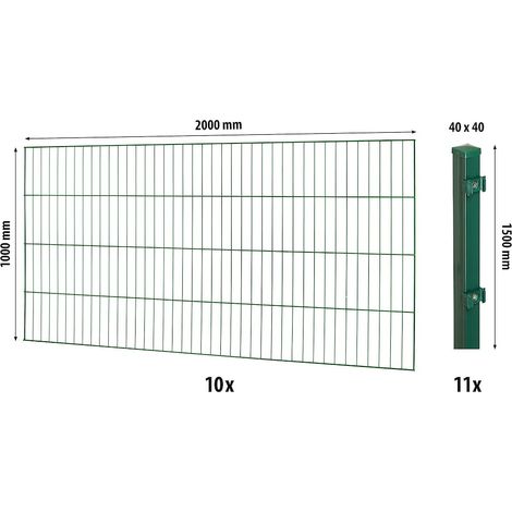Classic ES-Mattenzaun-Set 1000 L=20m,grün,mit Pfosten Classic