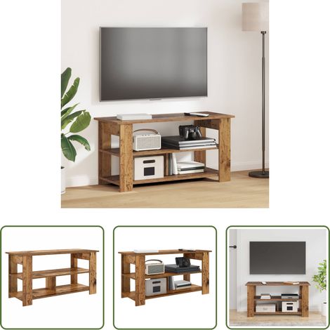 Bois d'ingénierie - Support de télévision Bois ancien 100 x 40 x 50 cm (1/5)