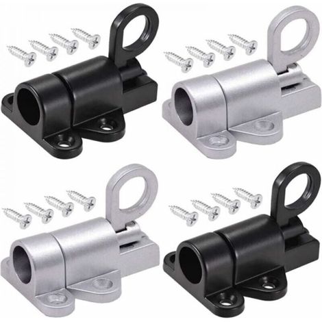 4 Stück Automatischer Türschnäpper, Türriegel mit Riegel, Türschnäpper, Federriegel, für Fenster, Holztüren, Schranktüren (Schwarz und Silber) (1/5)