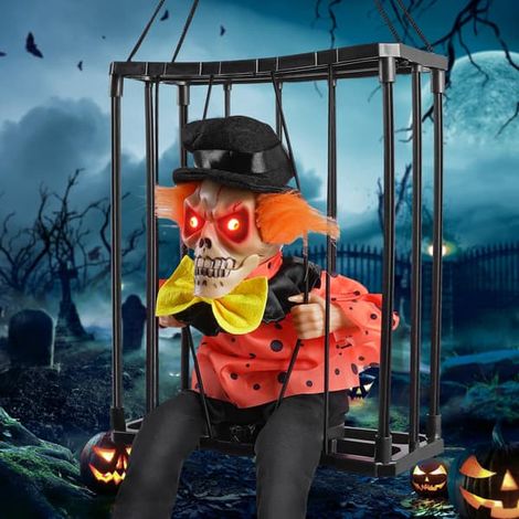 Décorations animées d'Halloween avec yeux lumineux activés par détecteur de mouvement - Cage d'horreur effrayante (1/5)