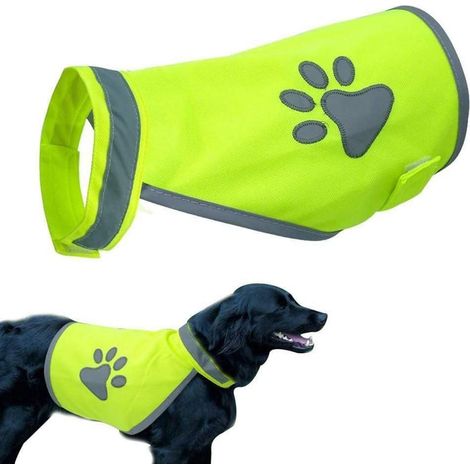 Gilet de sécurité réfléchissant pour chien, vêtements haute visibilité, harnais de sécurité pour chiens de petite et grande taille, veste pour extérieur, randonnée, promenade (jaune) (L) (1/5)